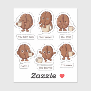 Coffee Bean Character Daily Mood Sticker Set