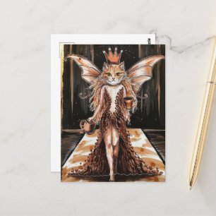 Coffee Bean Dress Cat Fairy at Fashion Show Postcard