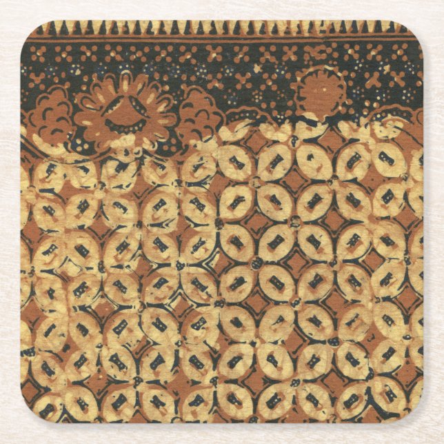 Coffee Bean Earthy Boho Rustic Square Paper Coaster (Front)