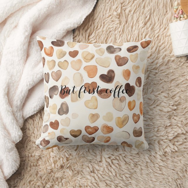 Coffee Bean Hearts Coffee First Cushion (Blanket)