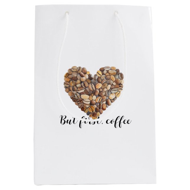 Coffee Bean Hearts Coffee First Medium Gift Bag (Front)