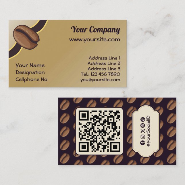 Coffee Bean Icon Business Card (Front/Back)