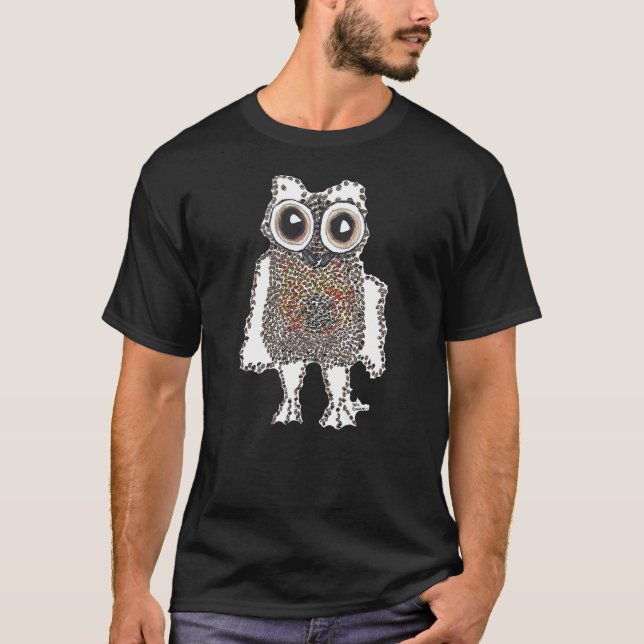 Coffee Bean Owl Hand Drawn T-Shirt (Front)