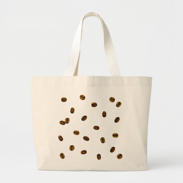 Coffee Bean Pattern Large Tote Bag (Front)