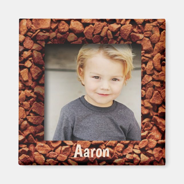 Coffee Bean Photo Personalised Gift Magnet Name (Front)
