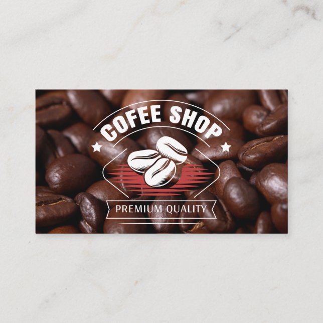 Coffee Bean Pile | Coffee Logo Business Card (Front)