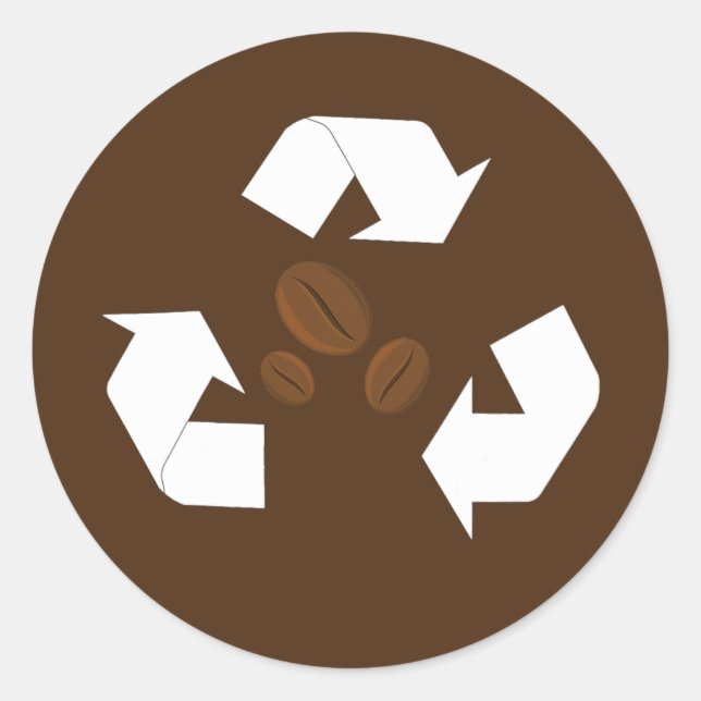 Coffee Bean Recycling Eco friendly Product Earth Classic Round Sticker (Front)