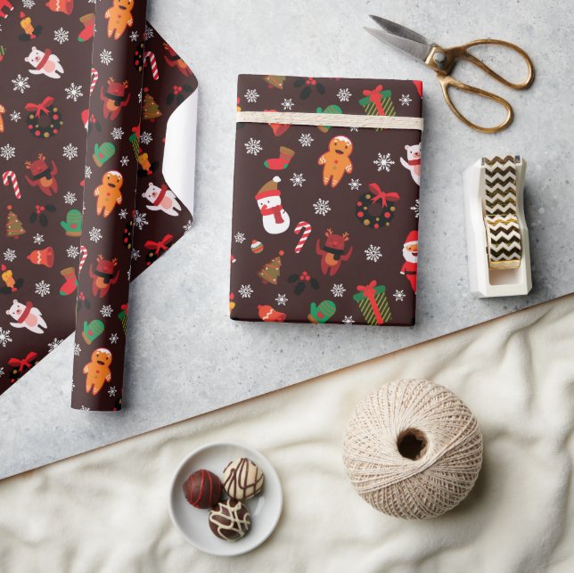 Coffee Bean Santa Christmas Wrapping Paper (Crafts)