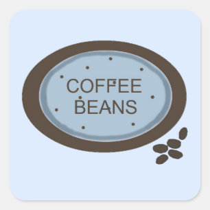 Coffee Bean Sign in Blue and Brown Square Sticker