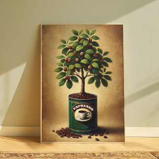Coffee Bean Tree Poster | Espresso Lover Wall Art