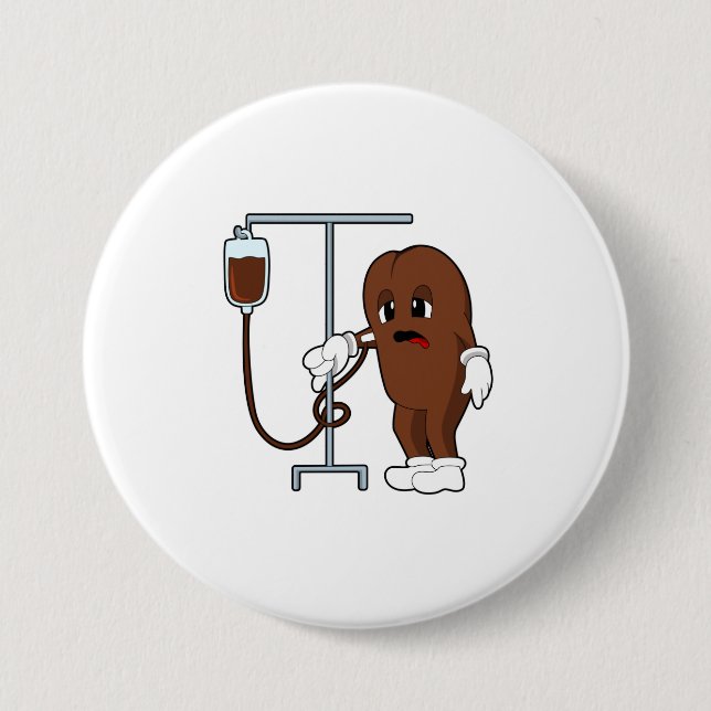 Coffee bean with Coffee pot 7.5 Cm Round Badge (Front)