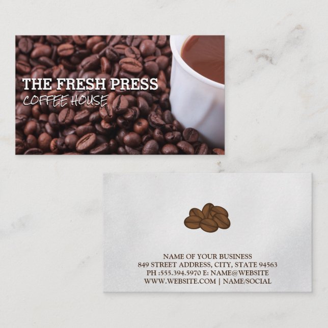 Coffee Beans and Cup Business Card (Front/Back)