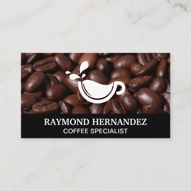 Coffee Beans and Cup Logo Business Card (Front)