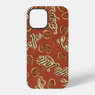 Coffee beans and typography written grunge seamles iPhone 12 case