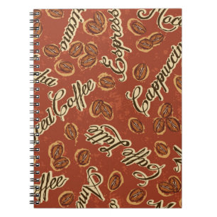 Coffee beans and typography written grunge seamles notebook