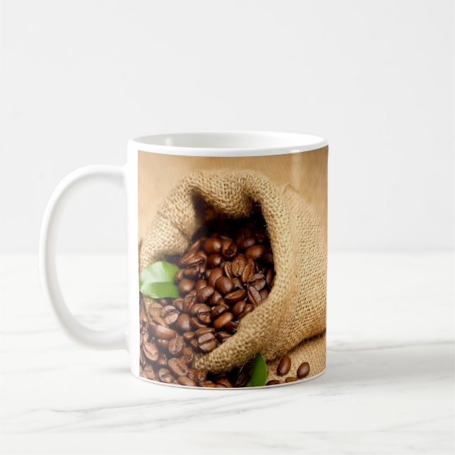 Coffee Beans Bag Sticker – Rustic Coffee Lover  Coffee Mug (Left)