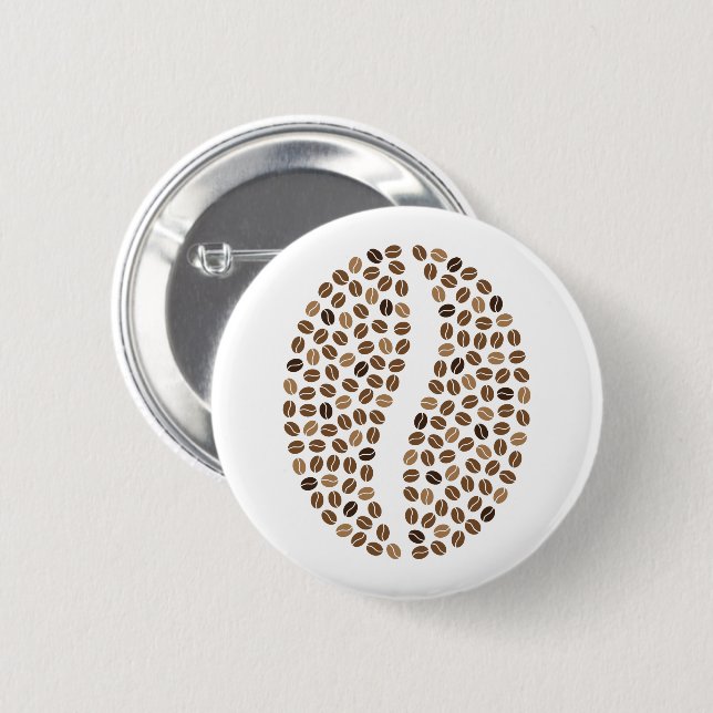 coffee beans bean 6 cm round badge (Front & Back)