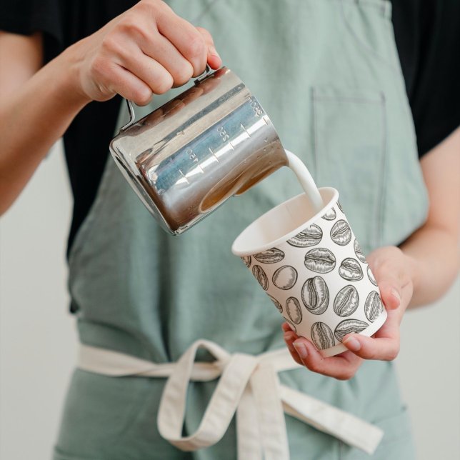 Coffee Beans Black & White Coffee Shop Business  Paper Cups (Creator Uploaded)