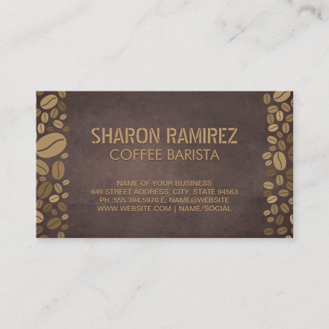 Coffee Beans | Brown Texture Business Card (Front)