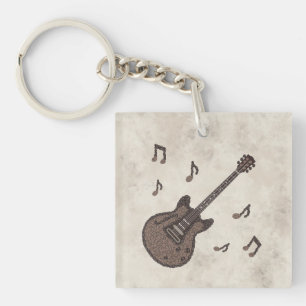 Coffee Beans-Coffee-Guitar-Coffee Art-Music- Key Ring