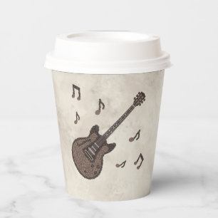 Coffee Beans-Coffee-Guitar-Coffee Art-Music- Paper Cups