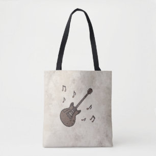Coffee Beans-Coffee-Guitar-Coffee Art-Music- Tote Bag