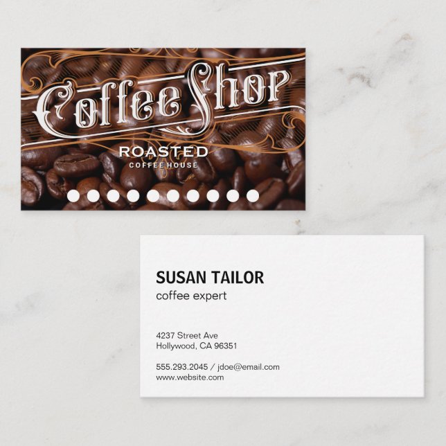 Coffee Beans | Coffee Shop Loyalty Card (Front/Back)