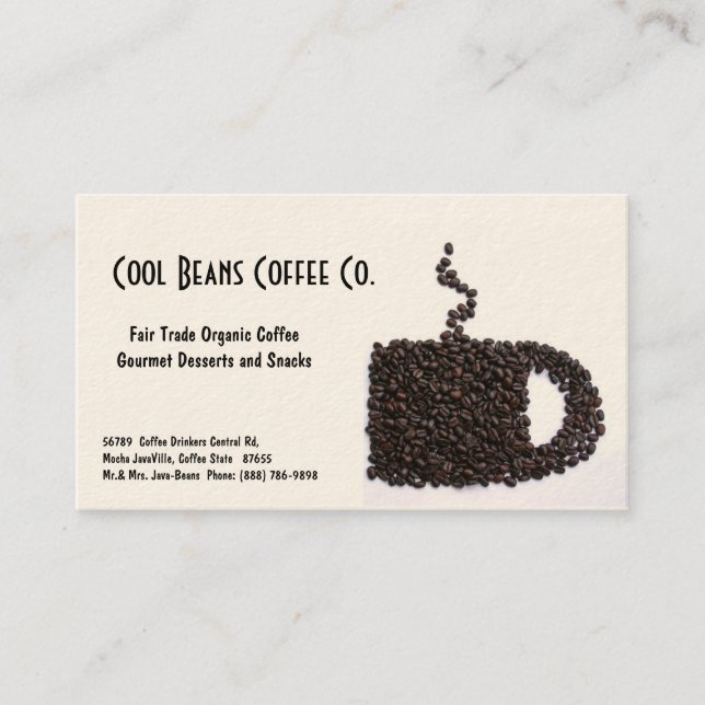 Coffee Beans Cup - Cool Beans! Business Card (Front)