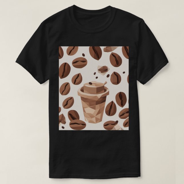 Coffee Beans Cup Geometric Pattern Low Poly Coffee T-Shirt (Design Front)