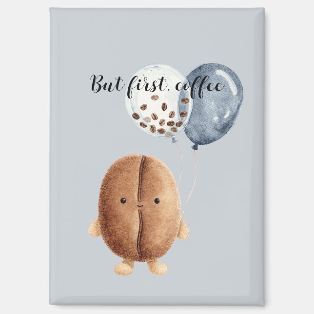 Coffee Beans Cupcake Faux Blue Denim Magnet (Front)