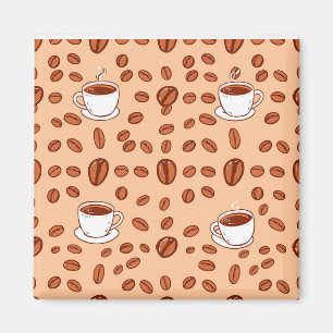 Coffee Beans Cups Cozy Pattern Magnet