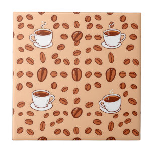 Coffee Beans Cups Cozy Pattern Tile