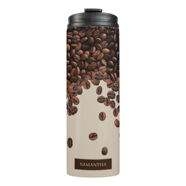 Coffee Beans Custom Name Thermal Tumbler (Front)