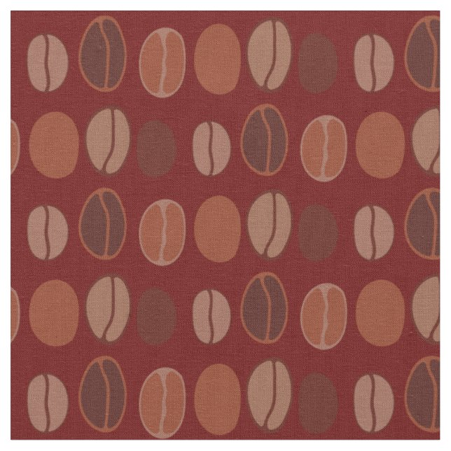 Coffee Beans Cute Cafe Barista Fabric (Close Up)