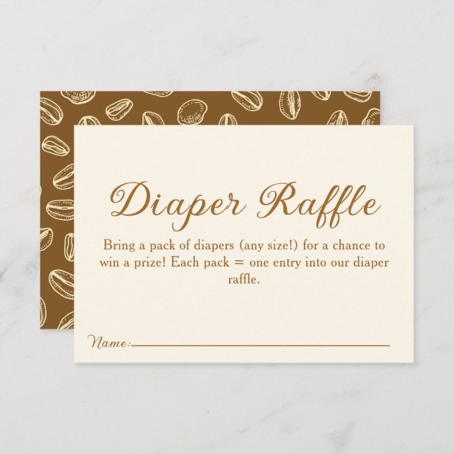 Coffee Beans Diaper Raffle Baby Shower Enclosure Card (Front/Back)