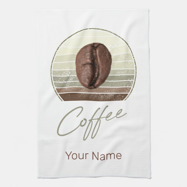 Coffee Beans For Espresso And Retro Barista Tea Towel (Vertical)