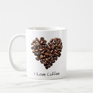 Coffee Beans Heart Shape Mug, Love Coffee Design Mug