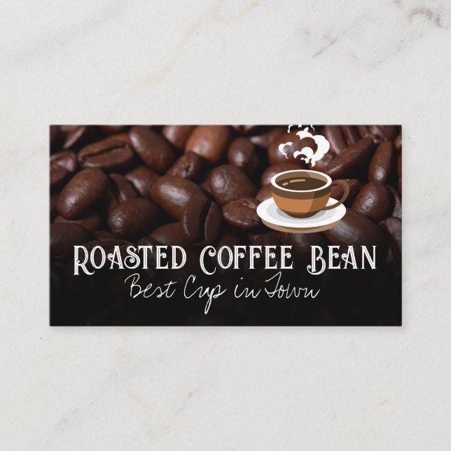 Coffee Beans | Hot Cup of Coffee Business Card (Front)