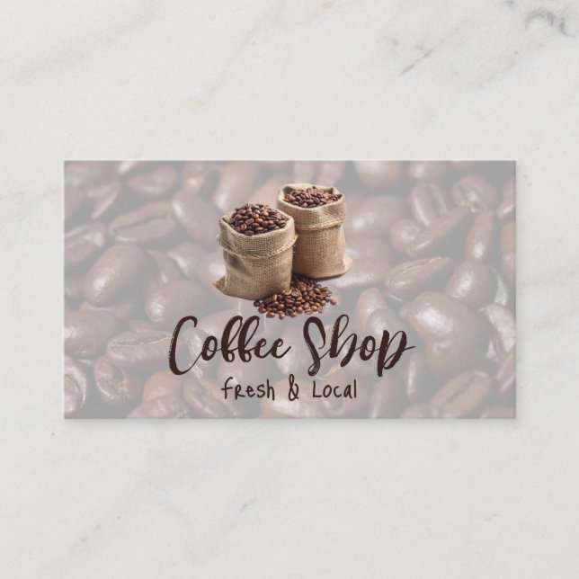 Coffee Beans in Burlap Bags Business Card (Front)