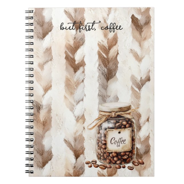 Coffee Beans Jar Stripes Notebook (Front)