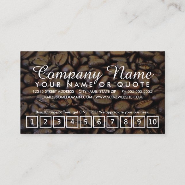 coffee beans loyalty program card (Front)