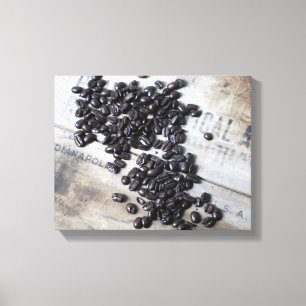 Coffee Beans on an Old Wooden Crate Colour 11x14 Canvas Print