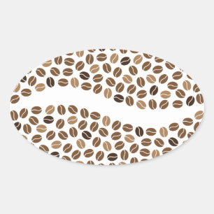 coffee beans oval sticker