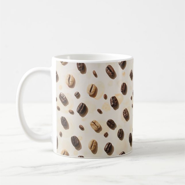 Coffee Beans Pattern on a Light Surface Mug (Left)