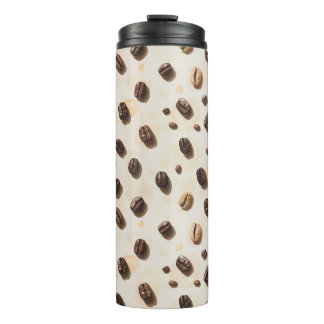 Coffee Beans Pattern on a Light Surface Thermal Tumbler