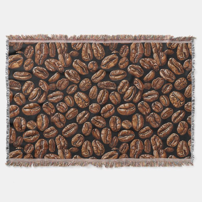 Coffee beans pattern throw blanket (Front)