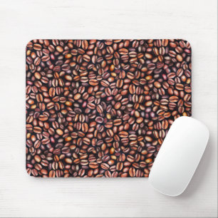 Coffee Beans Pencil Drawing Pattern Rustic Brown Mouse Pad