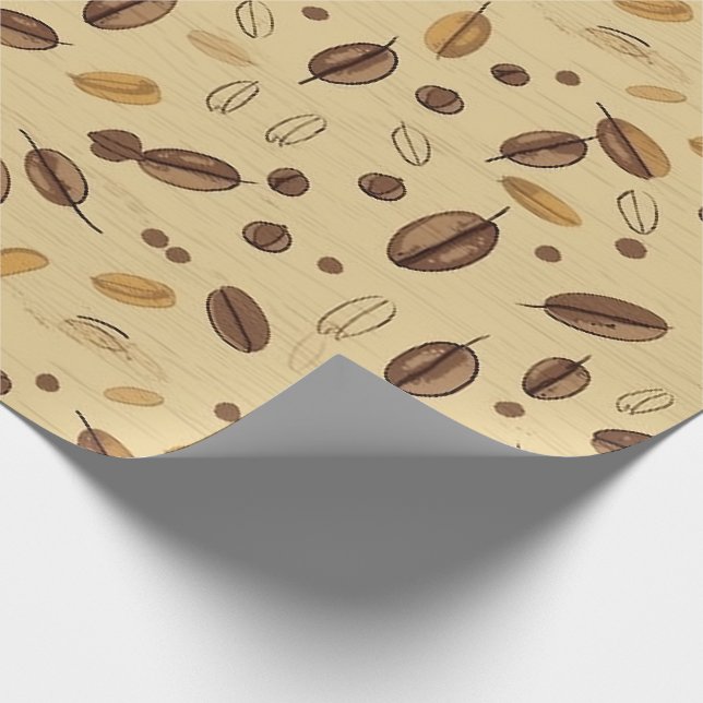 Coffee Beans Rustic Vintage Pattern No1 Wrapping Paper (Corner)