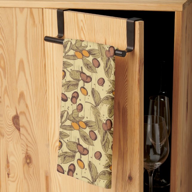 Coffee Beans Rustic Vintage Pattern No3 Tea Towel (Thirds Fold)