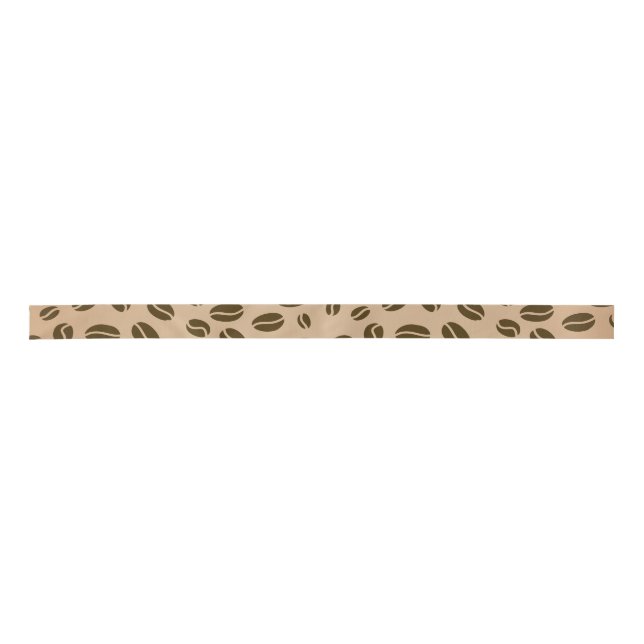 Coffee beans seamless pattern satin ribbon (Front)